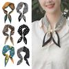 Zijden Sjaal Imitatie Parels Magnetische Gesp Nekwarmer Gestreept Stippenprint Koud Weer Sjaal Outfit Accessoire