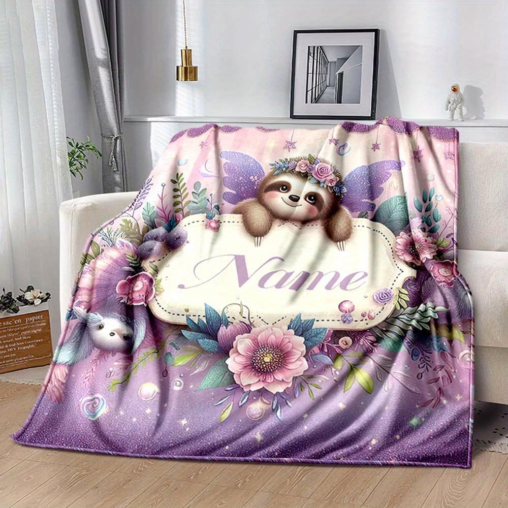 Sloth Customize Your Name Blanket Warm Comfortable And Soft Blankets Are Suitable For Home Chairs Office Sofas Sofas Office Camping And Gifts For