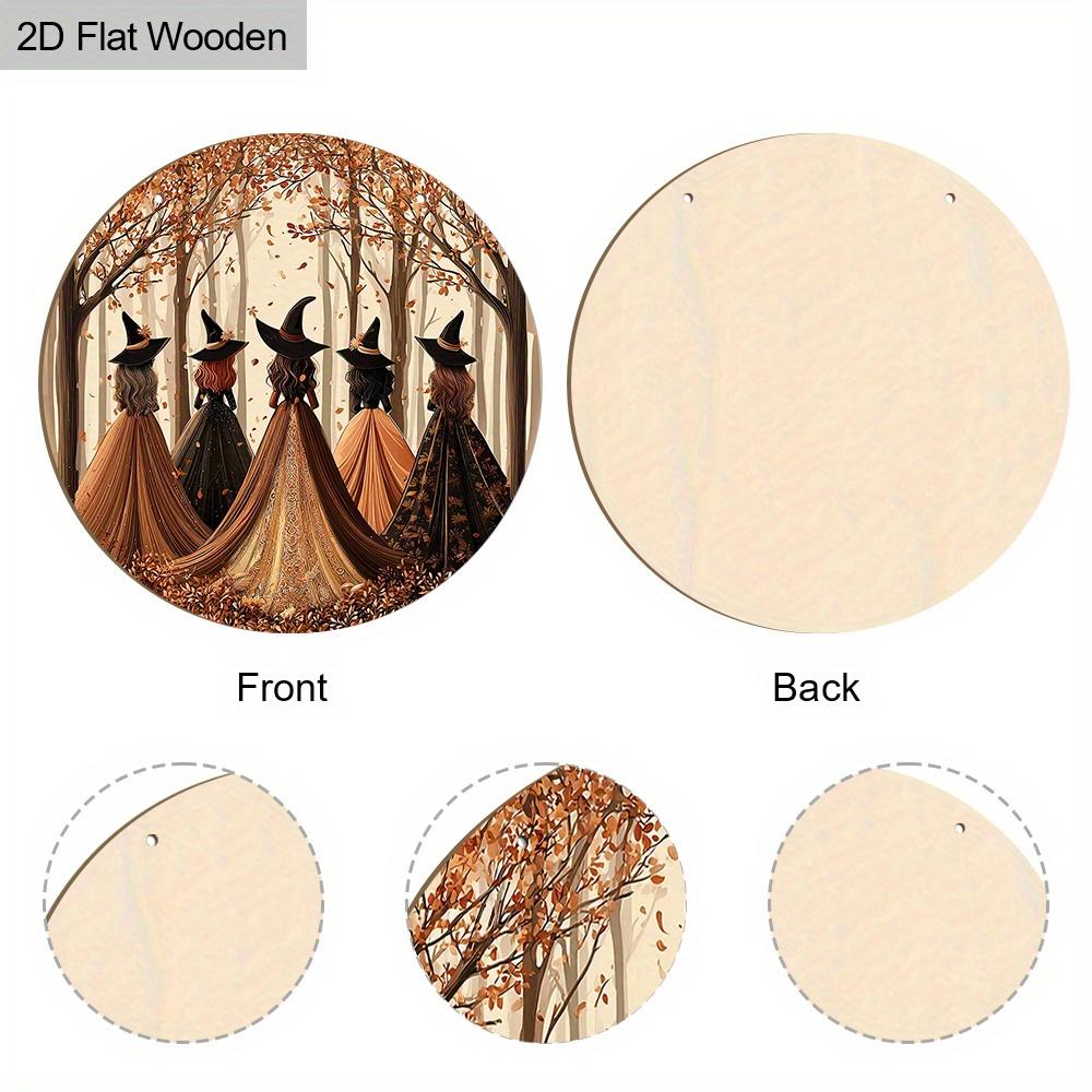 Halloween Wooden Sign with Witches Pattern Design - Charming Decorative Sign and Plaques - Ideal Front Door Decor - Halloween Decor