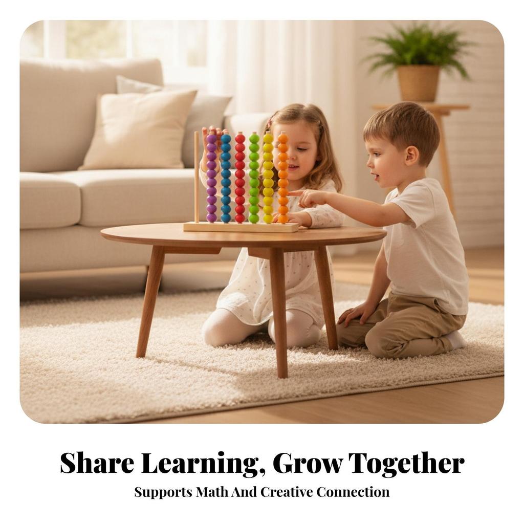 Children's Bead Counting Toy Wood Finish Wooden Abacus Brightly Colored for