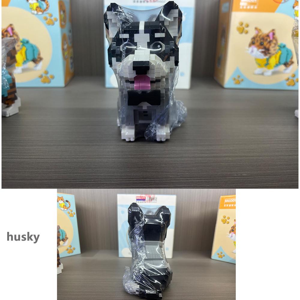 Cartoon Animal Building Blocks Diamond Bricks Creative Pet Dog Famous Husky Poodle Model Educational Toys Kids Adults Gifts