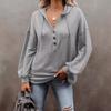 Women's Solid Color Oversized Hoodie, Casual Comfortable V Neck Button Front Sweatshirt, European American Style Crossbody Top for Women