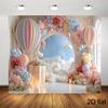2D Plane Design, 1 Piece. Soft-colored Pink and Blue Balloon Arch Background