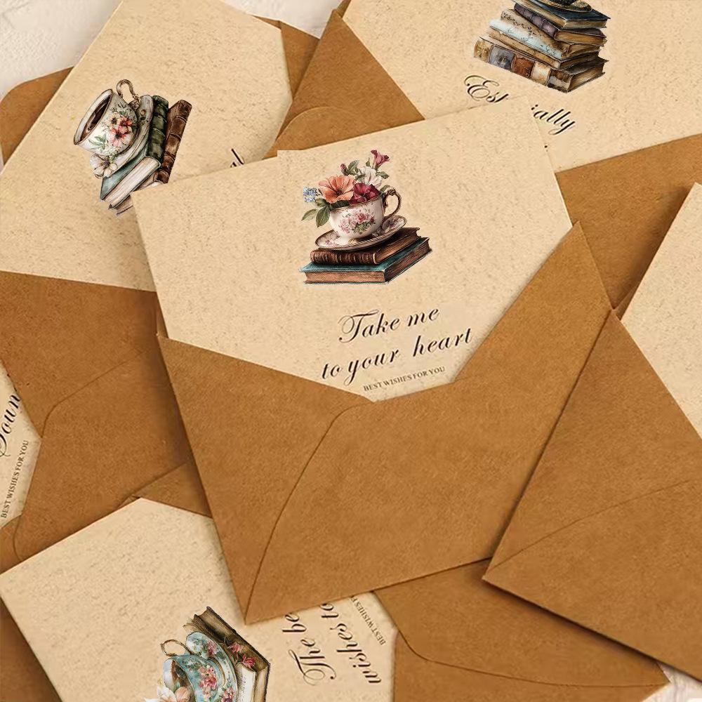 50 Creative Coffee and Books PET Transparent Stickers for Journals - 50 Sheets/Set