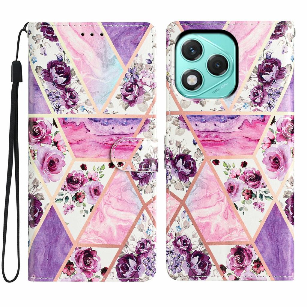 Für Honor 400 Lite 5G Brieftasche Hülle PU Leder Musterdruck Ständer Handyhülle mit Riemen