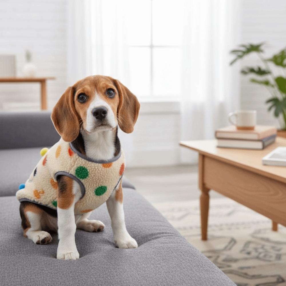 Pet Clothing Warm Dog Hoodie Soft Fleece Dog Clothes Pocket Design Dots Pattern Dog Coats Indoor Use