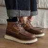 Boots Leather Martin Boots High Top Retro Locomotive Boots American Brown Medium Top Short Boots Desert Hiking Boots