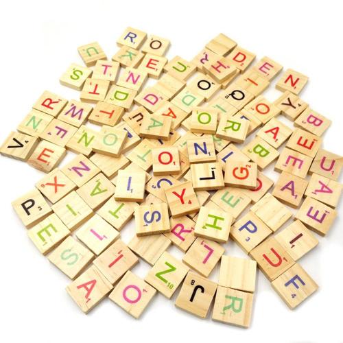 100Pcs Wooden Language Toys Letter Alphabet Number English Words Bolcks Kids Educational Toy