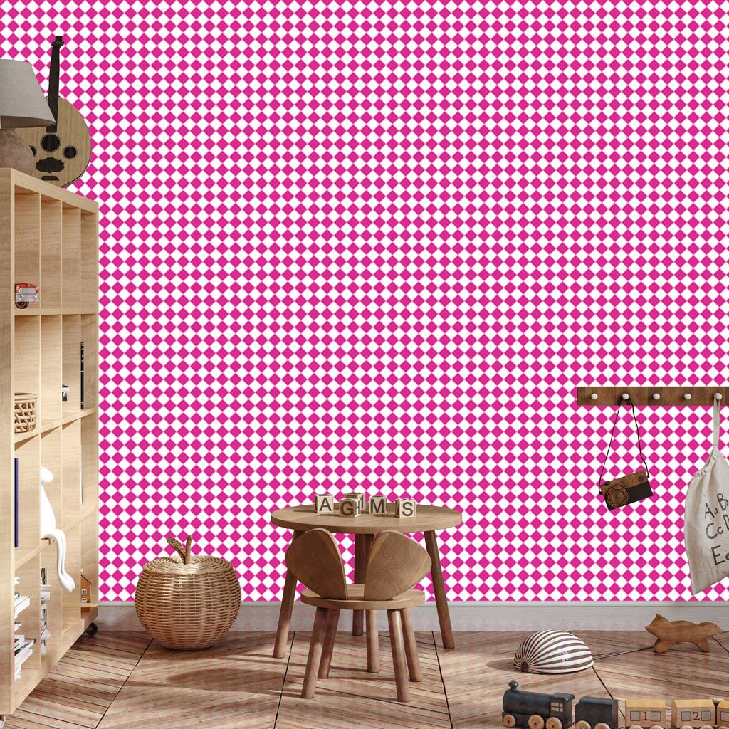 Geometric Rhombus Wallpaper Powder Pink and Purple 50x1000