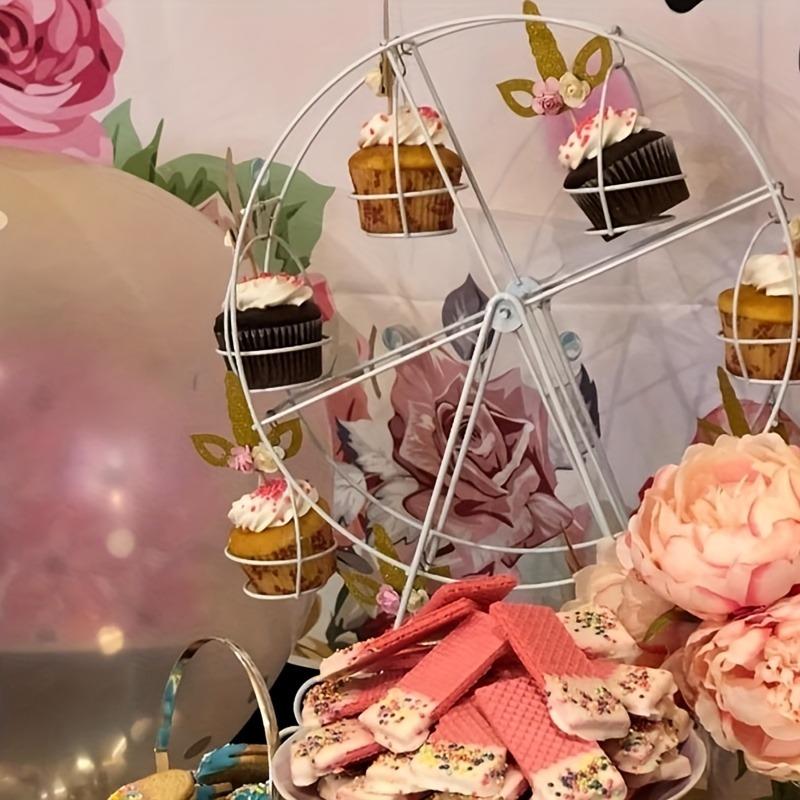 Ferris Wheel Cupcake Stand Dessert Serving Tray Metal Cupcake Display 360° Rotatable for Wedding Party Furnishing Accessories