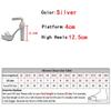 Neue Mode Silber Strass Plateau Sandalen Sommer Zehenfrei Knöchelriemen Quadratische Hohe Absätze Damen Party Hochzeitsschuhe