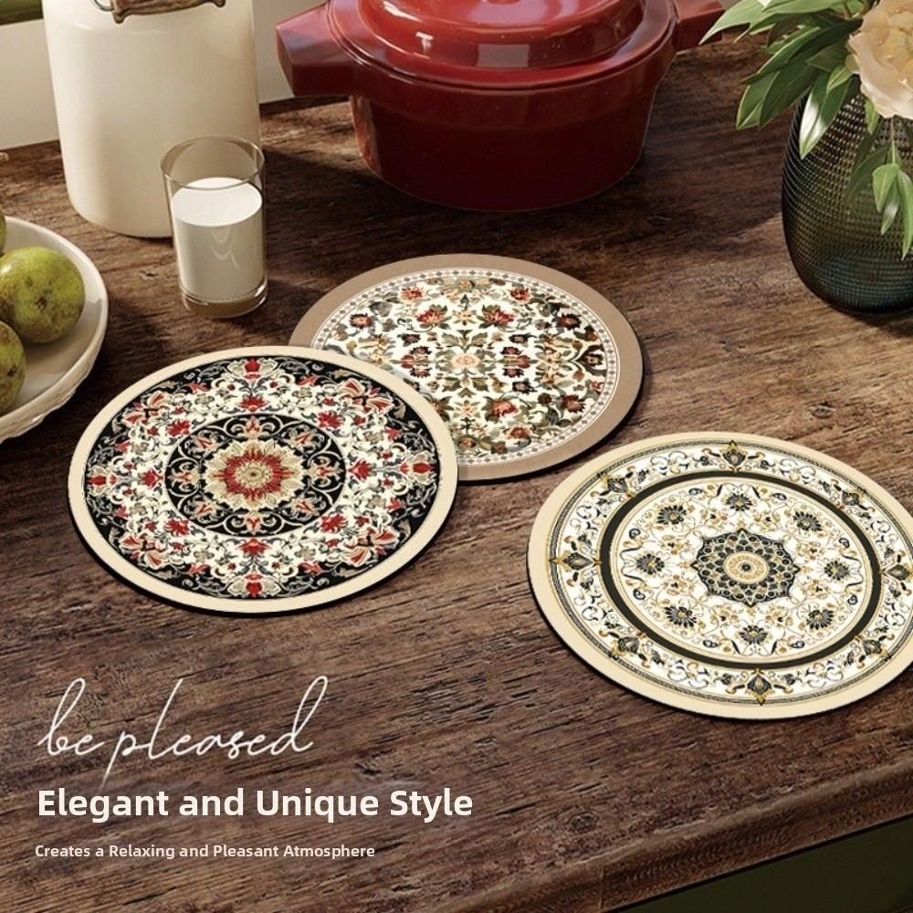 4Pcs Boho Style Pot Holders Round Heat Insulating Trivets Heat Resistant Mats Dining Table