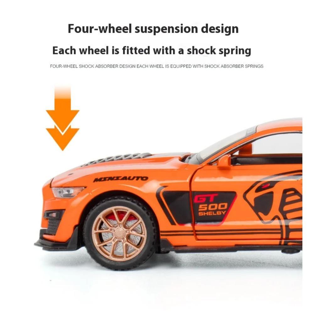 Miniatures 1/32 Ford Mustang Viper GT500 Sports Car Alloy Diecast Model Pull Back Baby Toy Trendy Ornament Boys Birthday Present