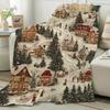 Christmas Snowy Village Blanket - Soft Warm Plush | All-Season Throw for Sofa Bed Travel Camping, Holiday Decor