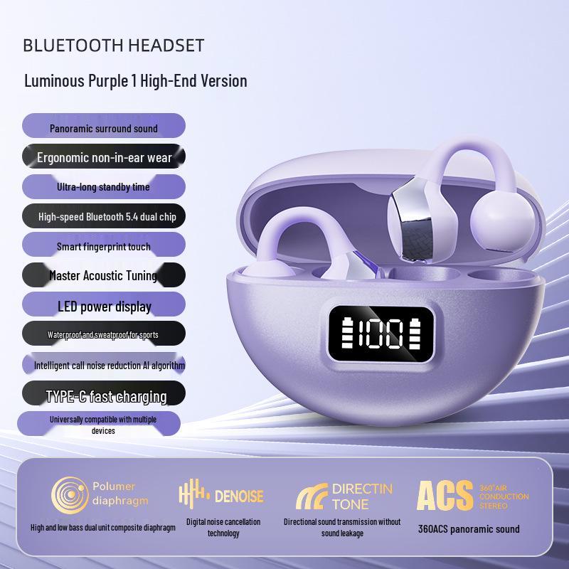 Open-Ear Wireless Sports Earphones - Mini Clip-On Design with Long Battery Life