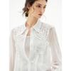ELLE Women's Textured Lace Long Sleeve Blouse