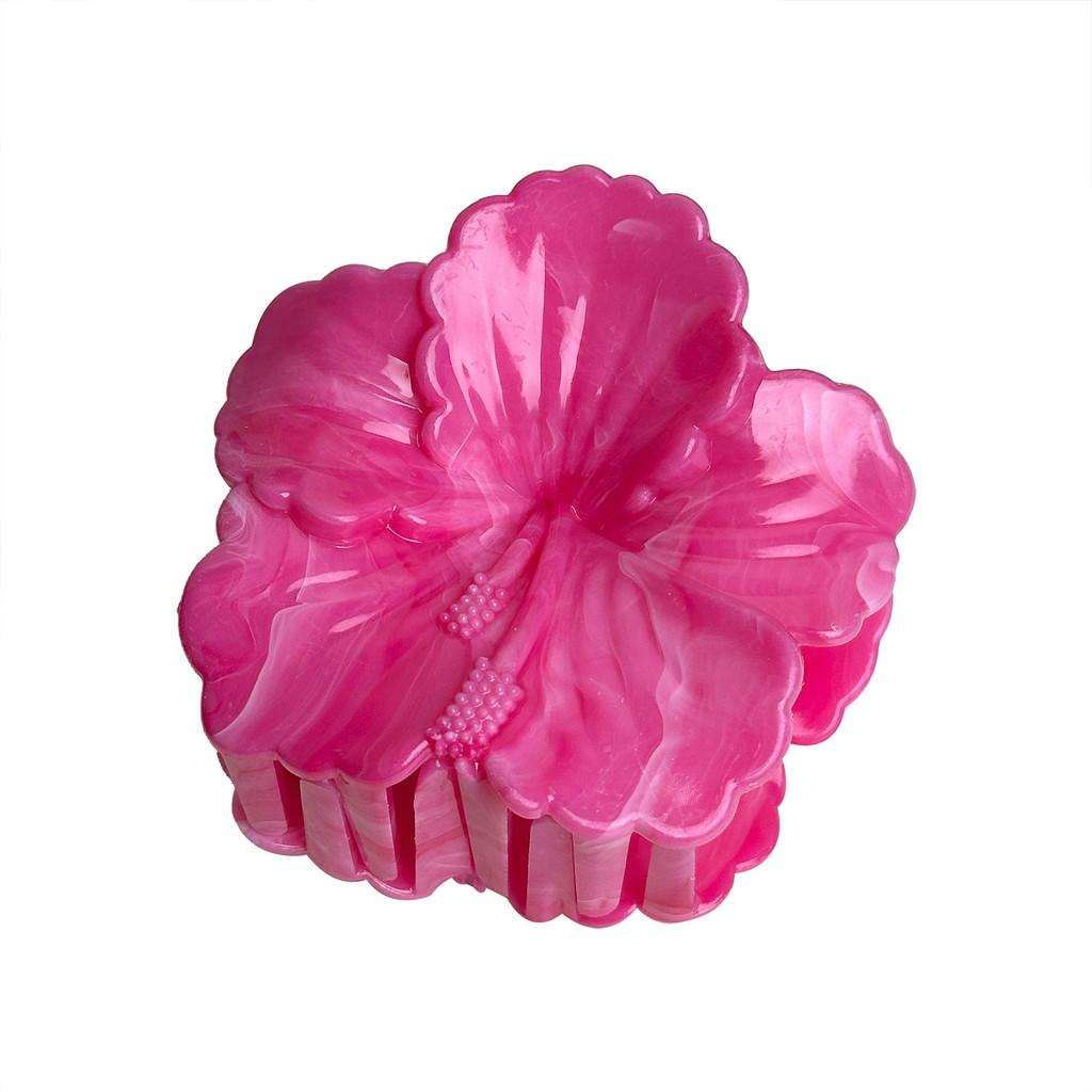 Eye-catching Doris Hair Claw Clip Stunning Marble Pattern Egg Flower Design For Everyday Elegance