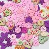 Button Assorted Stylish Wood Flower Printed Sewing Button for Art