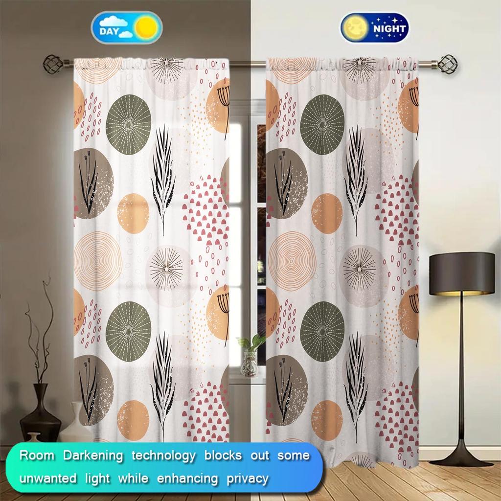 2pcs Simple and Stylish Pattern Printed Curtains Suitable for Family and Friends Shade the Sun and Protect Privacy