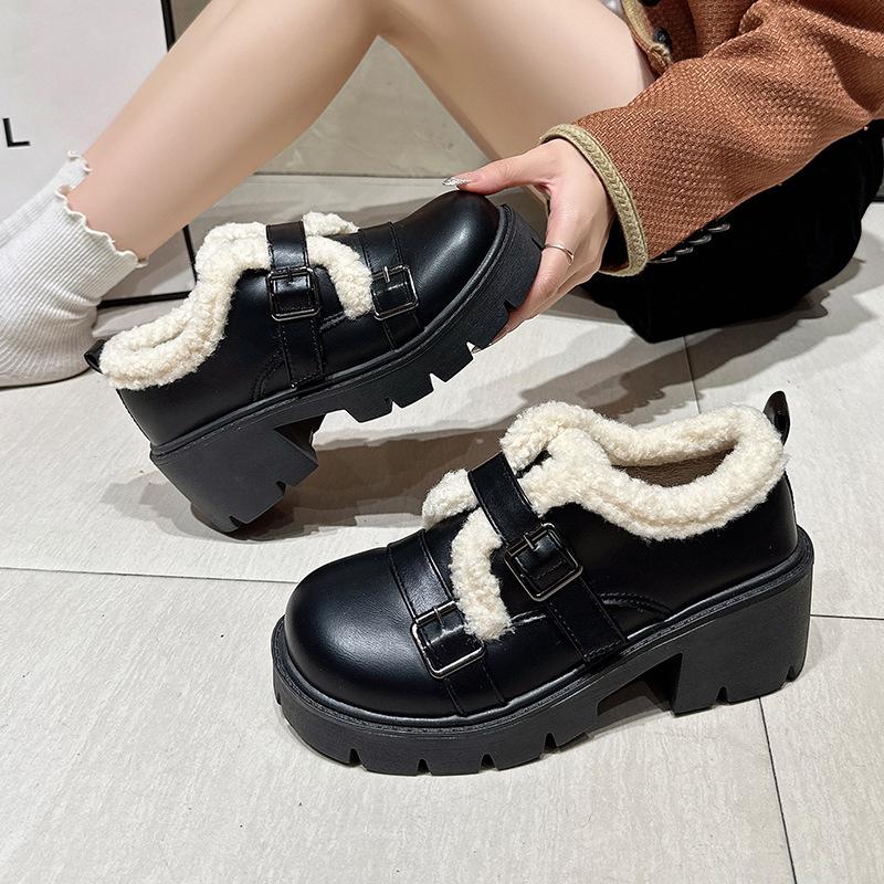 Fashion versatile and comfortable cotton shoes women's autumn and winter new popular thick-soled muffin velvet warm cotton shoes