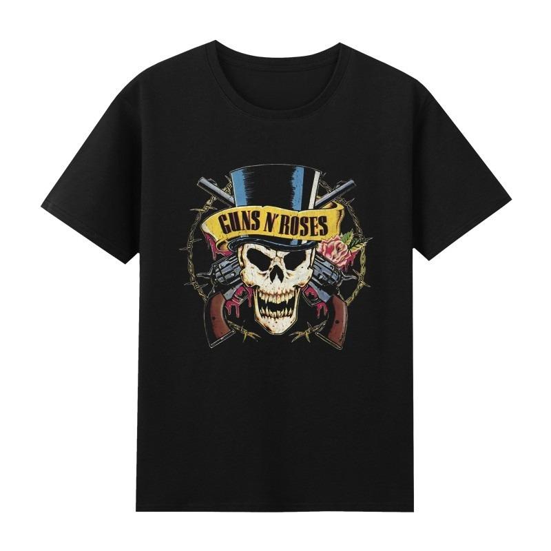 Summer Mens Rock Cotton Crew Collar Short Sleeve Music Peripheral Rock Gun and Rose T-Shirt Dark Pioneer Y2K T-Shirt Large Size