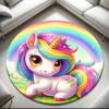 1pc Cartoon Cute Fantasy Unicorn Round Carpet Painted Printed Circular Carpet, Home Door Mat, Outdoor Travel Protection Carpet