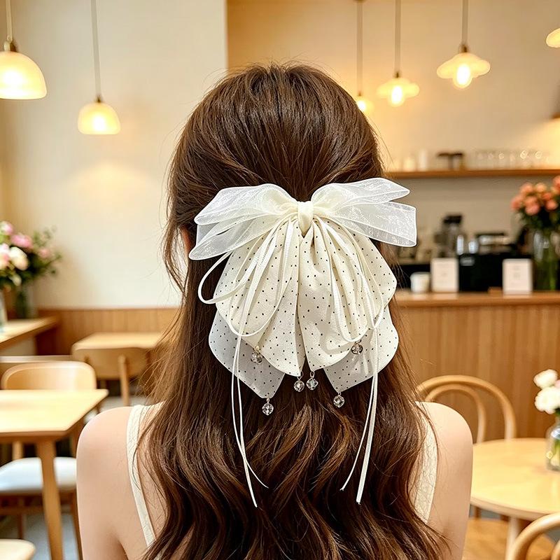 Handgefertigter Chiffon-Haarclip mit floraler Schleife für voluminöses Haar