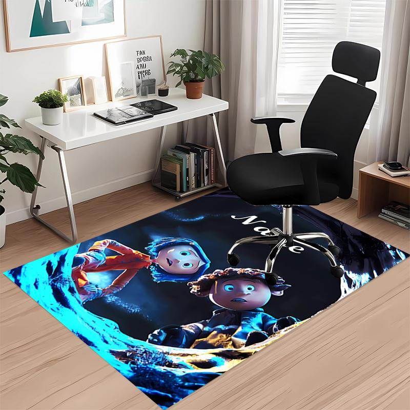 Custom Name Coraline Printed Carpet, for Office Chair Living Room Bedroom Kitchen Room Decor Gifts.