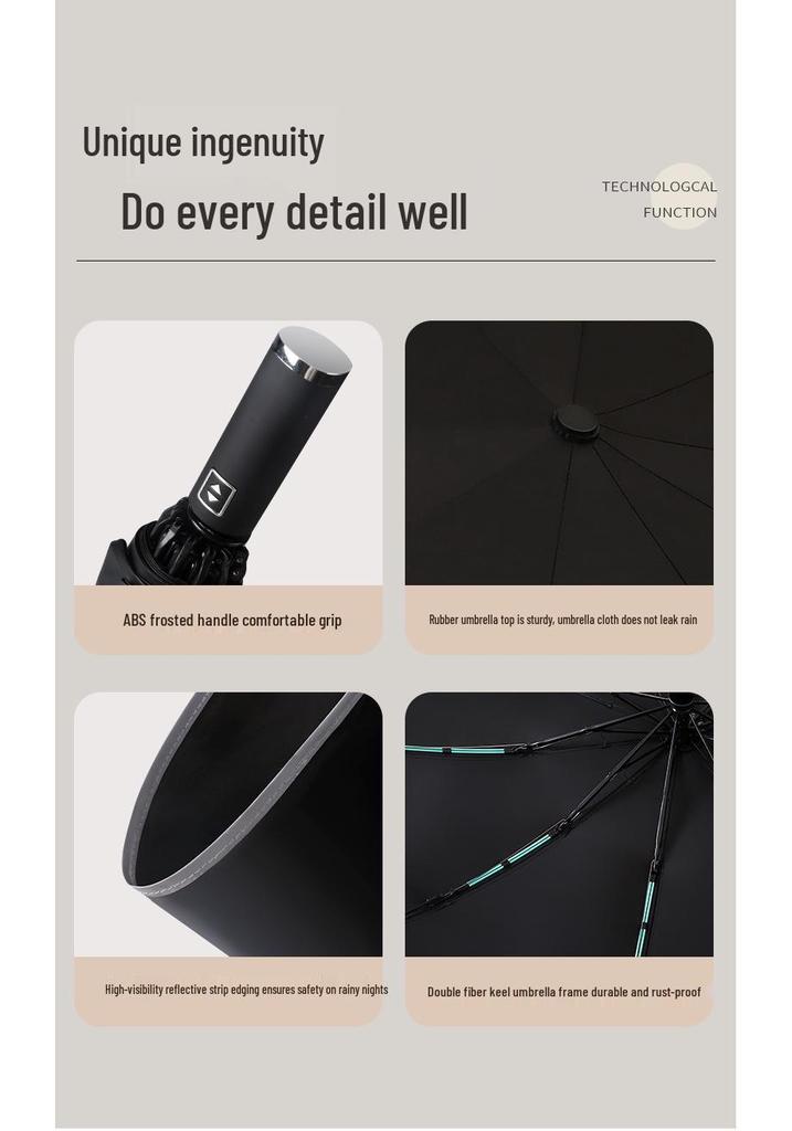 Dual-Use Women's Automatic Umbrella: Sunshade, Rain Protection, Anti-UV, Reverse Folding, Enlarged & Reinforced Design