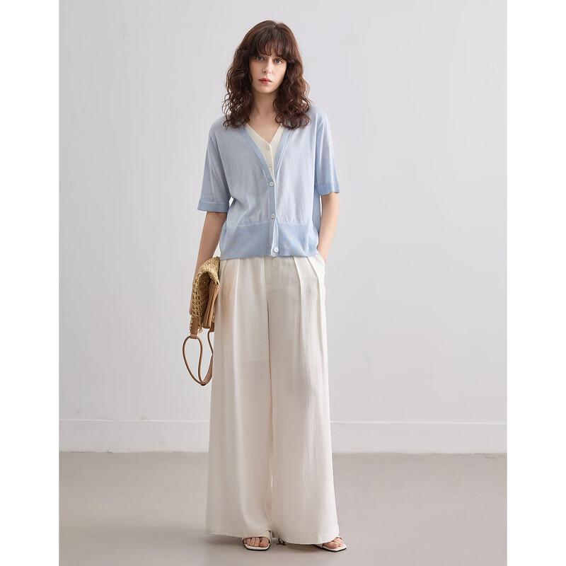 Demana Linen Tencel Blend Pleated Wide-Leg Casual Pants XL