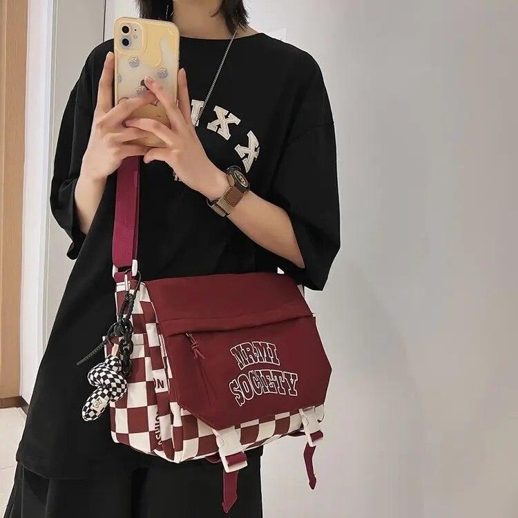 Borsa a tracolla con ciondolo regalo da uomo a grande capacità a griglia borsa da fitness borsa a spalla da donna borsa da coppia XM-2251-