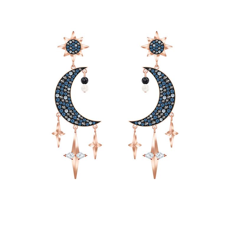 

Mystic Moon & Star Crystal Pearl Tassel Earrings for Women Mystic Moon Stud Earrings
