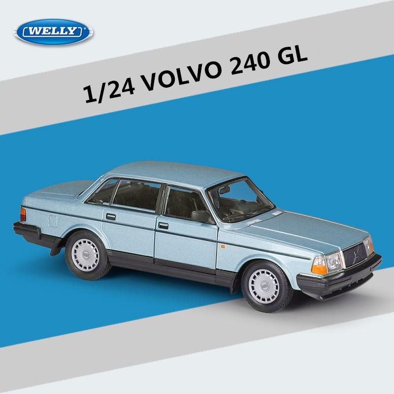 

WELLY 1:24 VOLVO 240 GL Alloy Classic Car Model Diecasts Metal Toy Vehicles Car Model Simulation Collection Childrens Toys Gifts синій