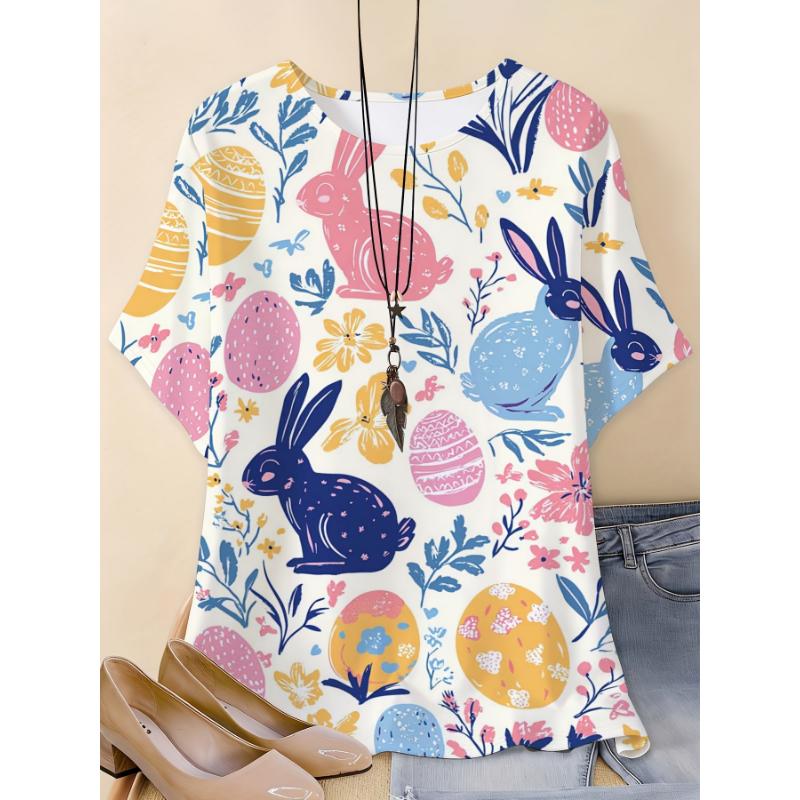 Fashion Women's Crew Neck Short Sleeve 3D Animal Color Printing Animal Short Sleeve Crew Neck T-Shirt