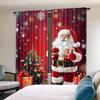 2 Pieces of Santa Claus and the Christmas Tree Printed Curtains   Pole Bag Curtains   Home Decoration   Room Decoration