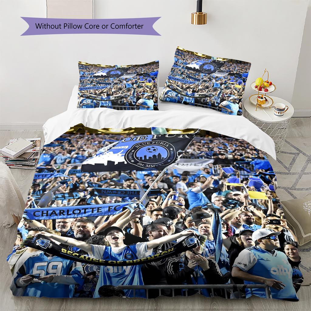 Charlotte FC Pattern Bedding Home Decoration Birthday Gift (1 * duvet cover + 2 * pillowcase, without core)