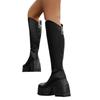 Thick Soled British Style Thick Heel Round Toe Oversized Long Tube Boots Women  European American High-Heeled Knight Boots