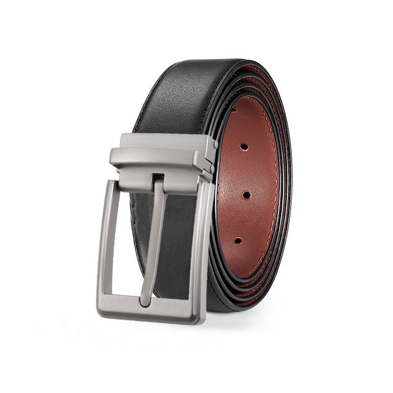 eather in uckle Belt en's ift Box owhide Men's Business Casual Jeans ouble-sided imple Belt