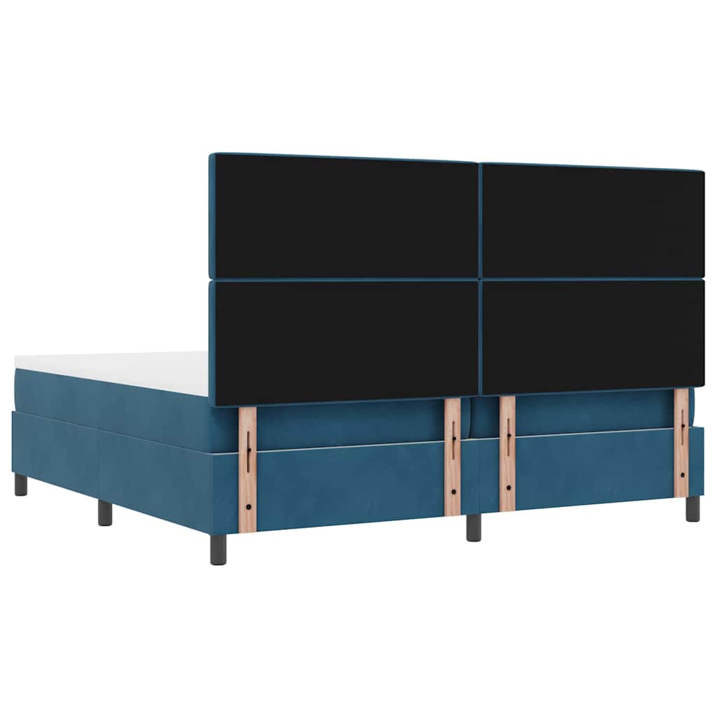 Box Spring Bed with Mattress Dark Blue 200 X 200 Cm Velvet