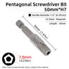 Magnetic Pentagonal Screwdriver Bit Set With Hole 1/4" Hex S2 Steel 50mm Security Torx Drill Bits Ratchet Wrench Hand Tools