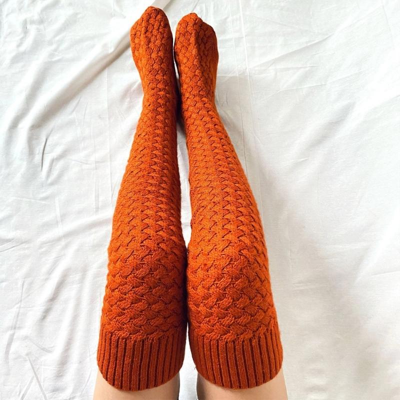 Damen Winter Beinwärmer Zopfmuster Kabelstrick Oberschenkelhohe Stiefelsocken Einfarbig Gedrehte Strickerei Über Knie Lange Strümpfe