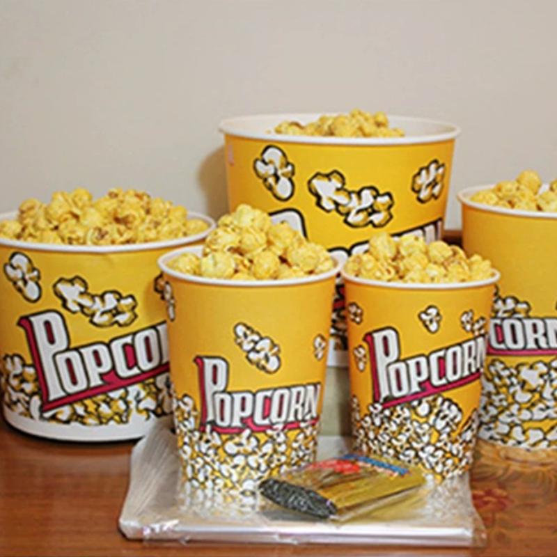 Large Capacity Popcorn Bucket Disposable Food Grade Paper Bucket Thickened Packag Box for Cinemas Oil Proof and Leak Proof Snack Packaging Container