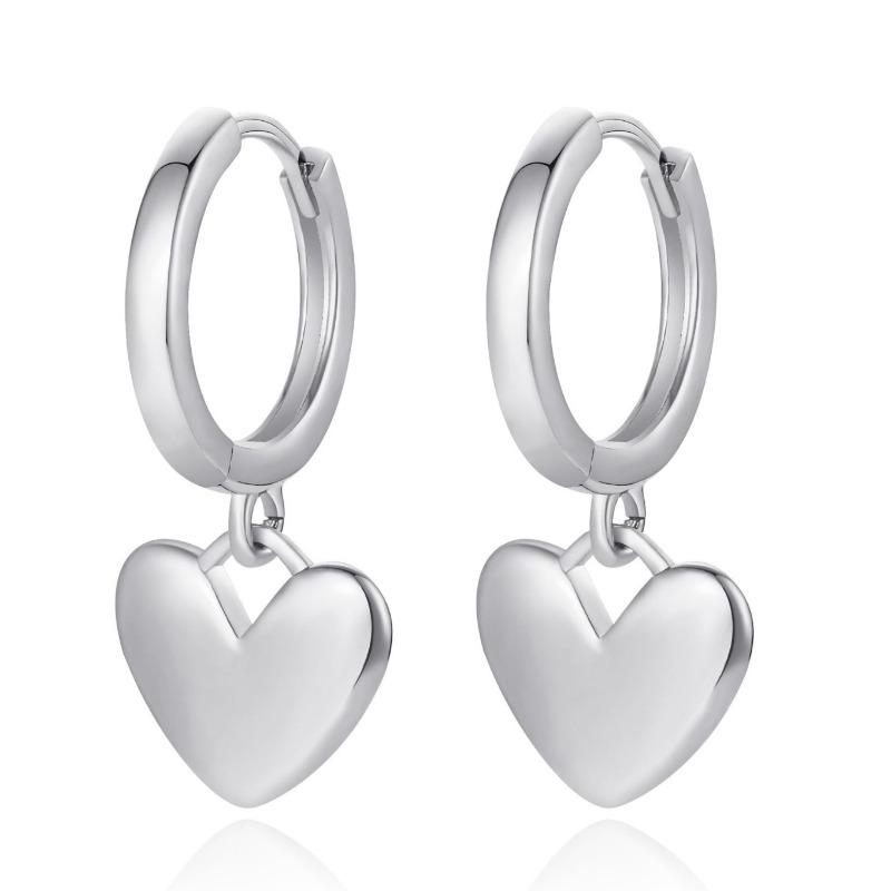 Fashionable and Elegant Gold-plated Heart-shaped Pendant Earrings with Simple Copper-plated Metallic Ear Accessories