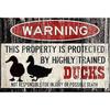 12x8" "This Thing Is Protected By Highly Trained Ducks" Funny Metal Sign | Vintage Style Decor | Home Bar & Kitchen Wall