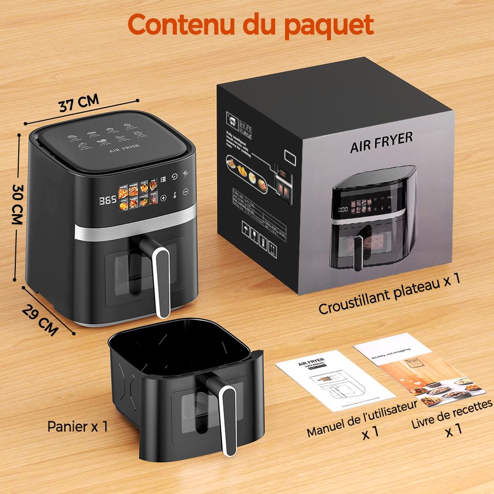 Freidora de Aire 6L Estilo Visible de Vidrio Fácil de Limpiar Doméstico Multifuncional Todo en Uno Freidora Eléctrica