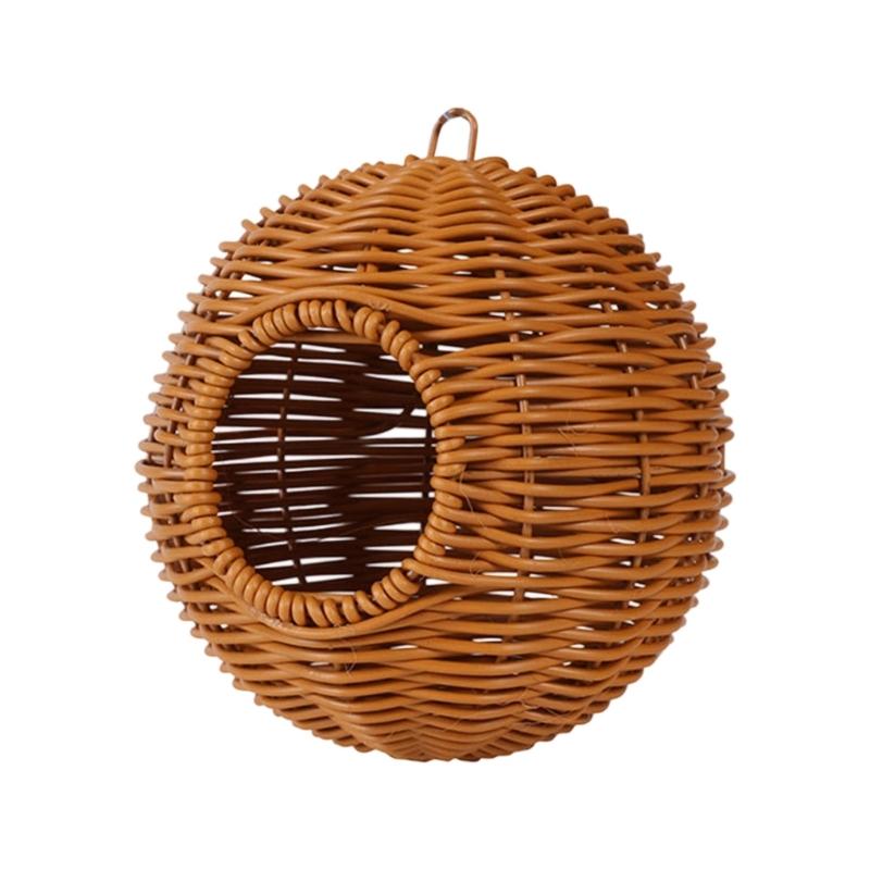 Woven Plastic Faux Rattan Bird Nest Hanging Design Birdhouses For Budgies Cockatiels And Lovebirds Cage Decoration