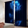 Flat Printing Curtain Cosmic Blue Rose Digital Printed Polyester Drapes Seasonal Party Holiday Decor Use Yard Set Of 2 Made Washable