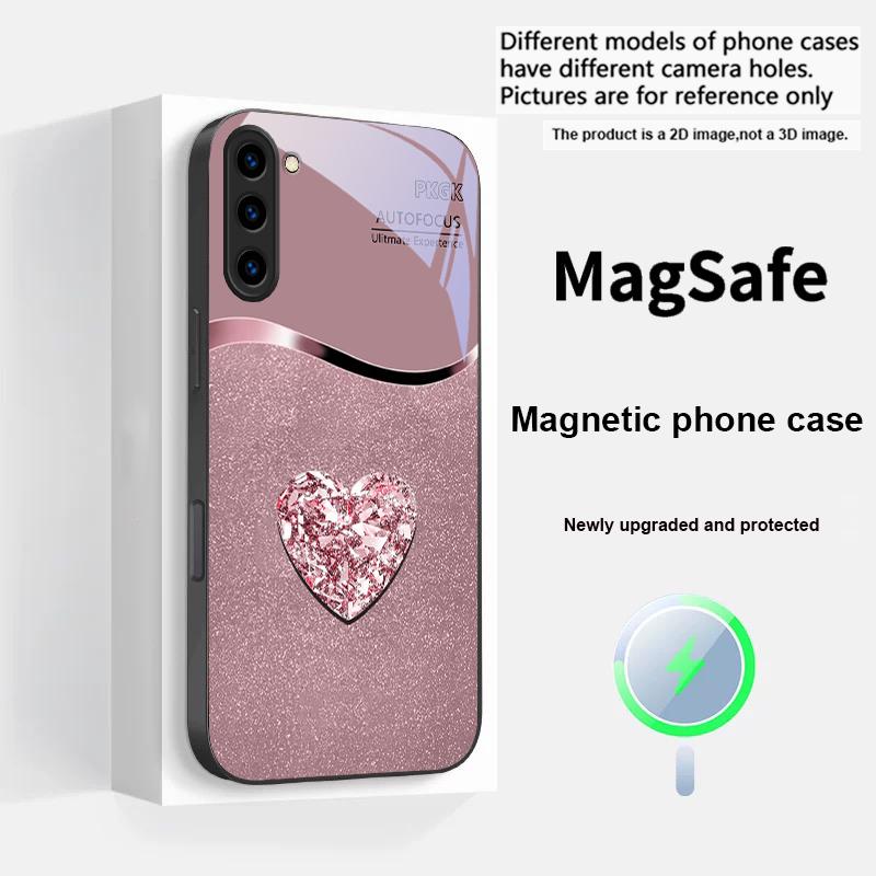 

Градієнтний Алмазний Кохання Для Magsafe Samsung S25 S25 Edge S25Ultra S8 9 10 20 S21 Pro 22 Plus S23 FE S24 Ultra Скляний Чохол для Телефону Galaxy S23+
