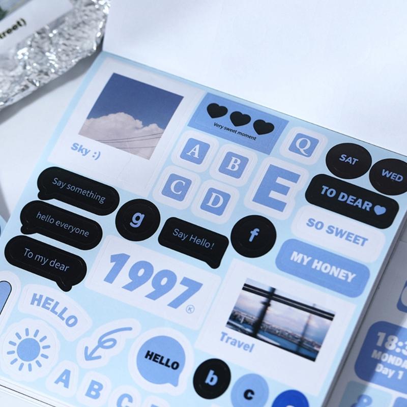 20 Blatt Scrapbooking-Sticker Ästhetische Dekorative Sticker Hintergrund-Sticker für Journal Album Planer Dekoration