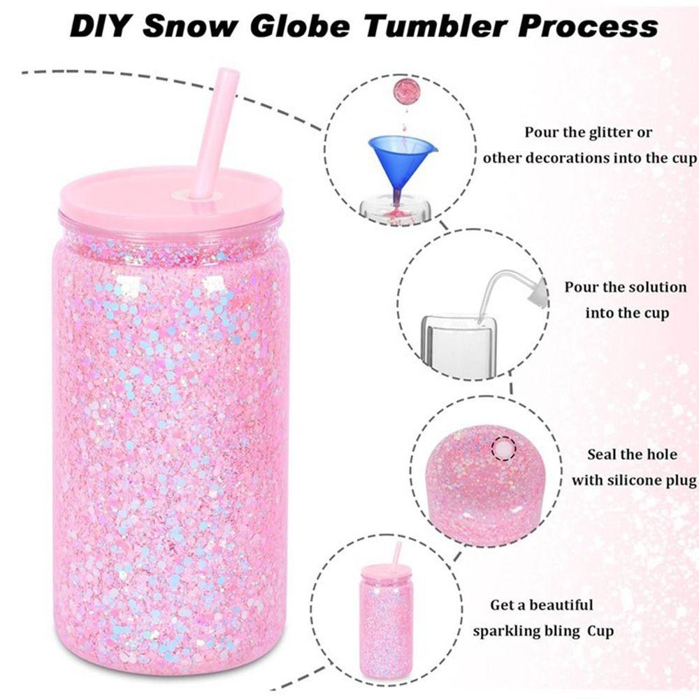 Reusable Water Bottles Break-Resistant Snow Globe Tumbler Gift Mason Jar Cups Holiday Gifts